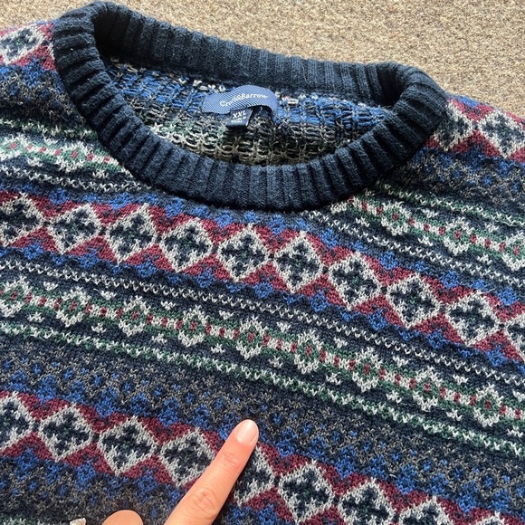 Vintage Croft & Barrow Geometric Stripe Knit Grandpa Sweater Men XXL 100% Cotton - Picture 5 of 13